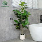6FT/5FT Artificial Fiddle Leaf Fig Tree in White Planter Faux Indoor Outdoor Floor Plant with Realistic Leaves for Home & Office Decor