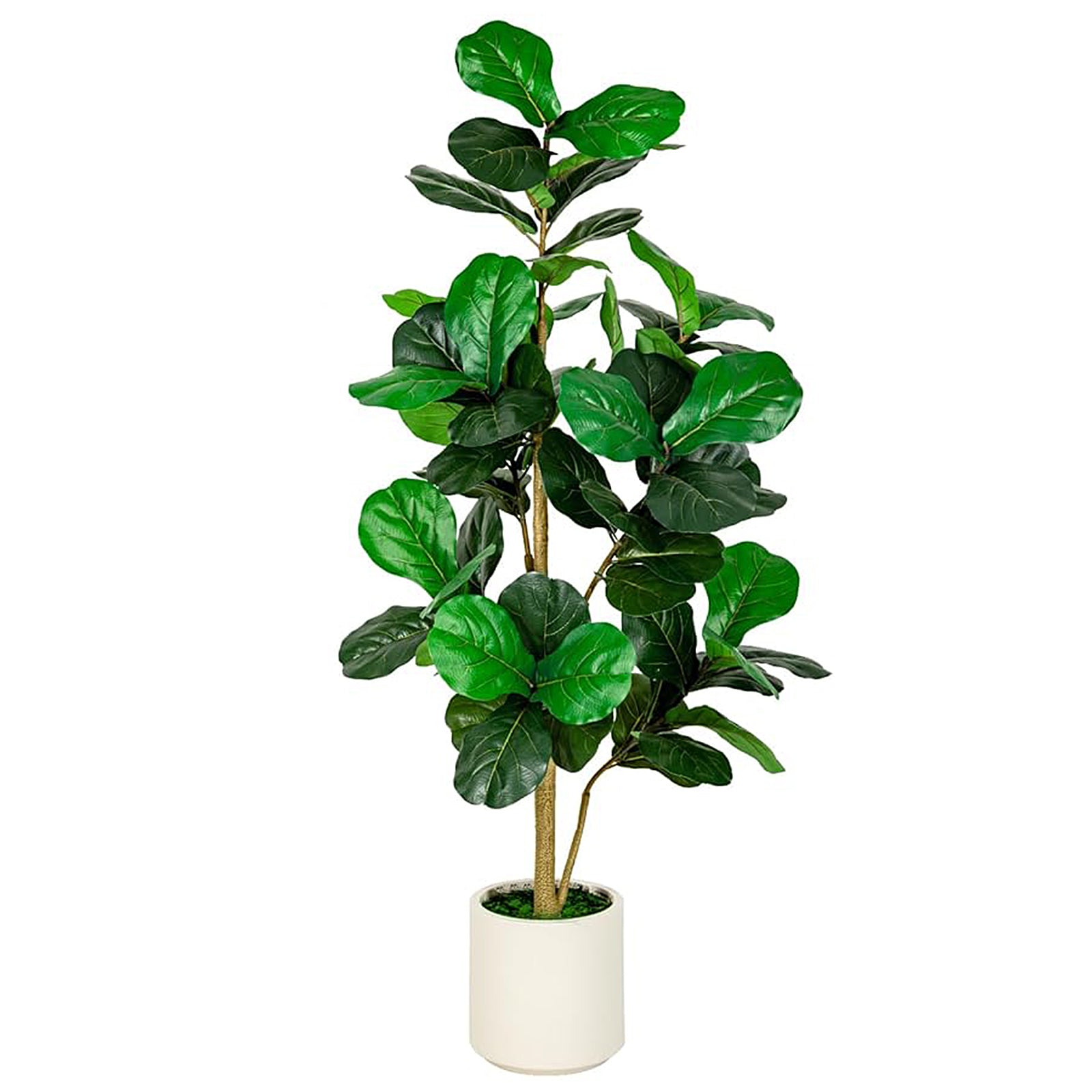 artificial fiddle leaf fig tree in pot 5FT 6FT Fiddle Leaf Fig Faux Tree Artificial Fiddle Leaves Banjo Fig Realistic Figuier Lyre Plant with White Pot, for Indoor Outdoor Decor, Home