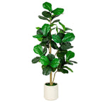 5FT/6FT Artificial Fiddle Leaf Fig Tree in White Planter  Faux IndoorOutdoor Floor Plant with Realistic Leaves for Home & Office Decor