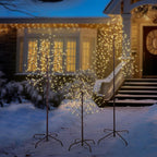 VIVATREES Twinkling Twig Trees, 3ft Lighted Branches with Warm White Fairy Lights, Indoor Outdoor Christmas & Wedding Decor (Brown Branch Star Trees)