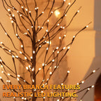 VIVATREES Twinkling Twig Trees Set of 3, 3ft & 5ft & 6ft Lighted Branches with Warm White Fairy Lights, Indoor Outdoor Christmas & Wedding Decor (Brown Branch Star Trees)