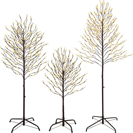VIVATREES 3ft & 5ft & 6ft Twinkling Twig Trees Set, with Warm White Lights, Indoor Outdoor Christmas & Wedding Decor(3 Sizes Pack)
