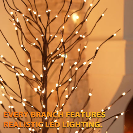 VIVATREES 3ft & 5ft & 6ft Twinkling Twig Trees Set, with Warm White Lights, Indoor Outdoor Christmas & Wedding Decor(3 Sizes Pack)