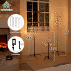 VIVATREES 3ft & 5ft & 6ft Twinkling Twig Trees Set, with Warm White Lights, Indoor Outdoor Christmas & Wedding Decor(3 Sizes Pack)