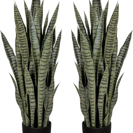 2 Pack 3FT Sansevieria Artificial Silk Tree, Fake Snake Plant, Faux Agave Potted Plants for Indoor and Outdoor Home Office Décor
