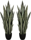 2 Pack 3FT Sansevieria Artificial Silk Tree, Fake Snake Plant, Faux Agave Potted Plants for Indoor and Outdoor Home Office Décor
