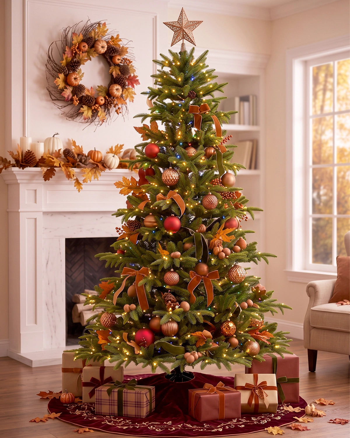 7.5 Ft Alpine Grove Sparse Fir Mixed-Tip Pre-Lit Artificial Christmas Tree with 450 Warm White LED Lights
