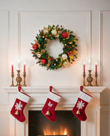 24 In Holiday Jewel Pre-Lit Artificial Christmas Wreath with Red, Green & Gold Ornaments