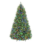 Vivatrees 6FT 7.5FT Pre-Lit Artificial Christmas Tree with Color-Changing LED Lights, Hinged Branches, Folding Metal Stand, 10 Lighting Effects for Holiday Home Decoration