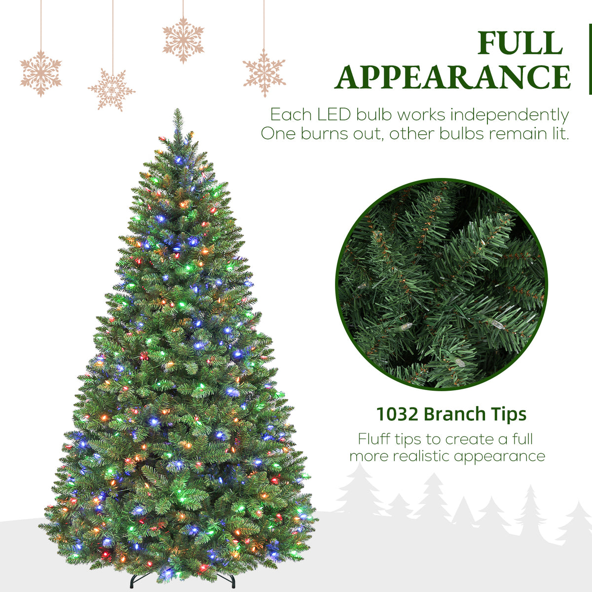 6 Ft Pre-Lit Artificial Christmas Tree with 250 Dual-Color LED Lights & 10 Lighting Modes