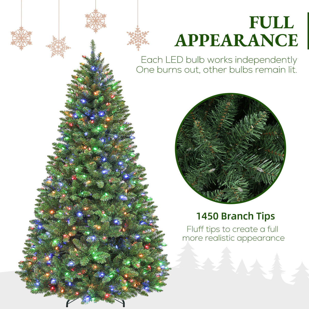 6 Ft Pre-Lit Artificial Christmas Tree with 250 Dual-Color LED Lights & 10 Lighting Modes