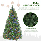 7.5 Ft Pre-Lit Artificial Christmas Tree with 450 Dual-Color LED Lights & 10 Lighting Modes