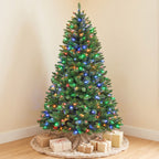 6 Ft Pre-Lit Artificial Christmas Tree with 250 Dual-Color LED Lights & 10 Lighting Modes