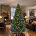 6 Ft Pre-Lit Artificial Christmas Tree with 250 Dual-Color LED Lights & 10 Lighting Modes