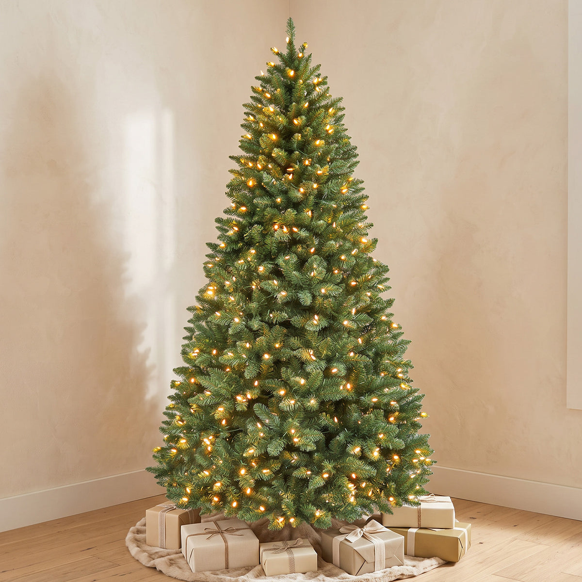 6 Ft Pre-Lit Artificial Christmas Tree with 250 Dual-Color LED Lights & 10 Lighting Modes