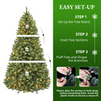 6 Ft Pre-Lit Artificial Christmas Tree with 250 Dual-Color LED Lights & 10 Lighting Modes
