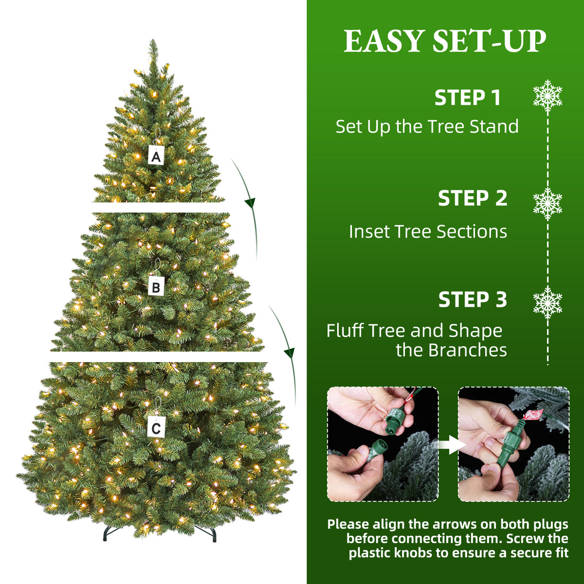 6 Ft Pre-Lit Artificial Christmas Tree with 250 Dual-Color LED Lights & 10 Lighting Modes