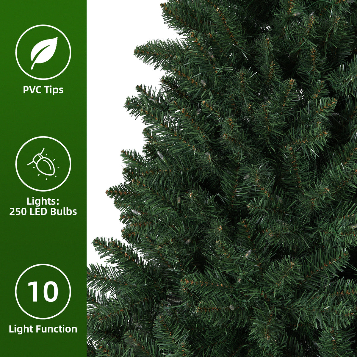 6 Ft Pre-Lit Artificial Christmas Tree with 250 Dual-Color LED Lights & 10 Lighting Modes