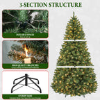 6 Ft Pre-Lit Artificial Christmas Tree with 250 Dual-Color LED Lights & 10 Lighting Modes