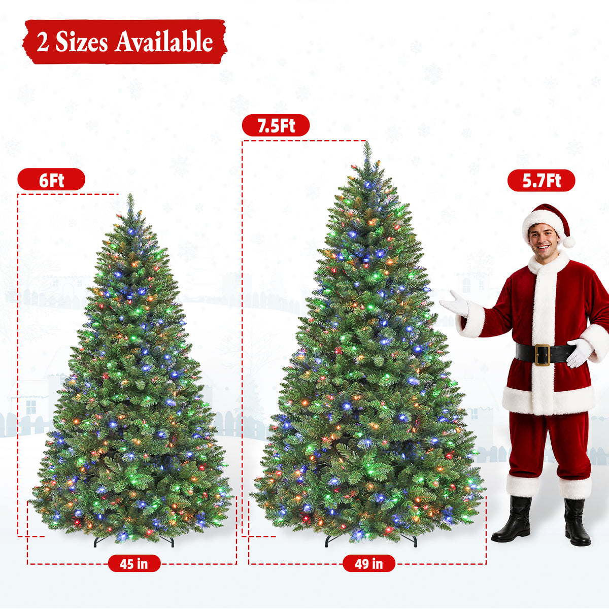 6 Ft Pre-Lit Artificial Christmas Tree with 250 Dual-Color LED Lights & 10 Lighting Modes