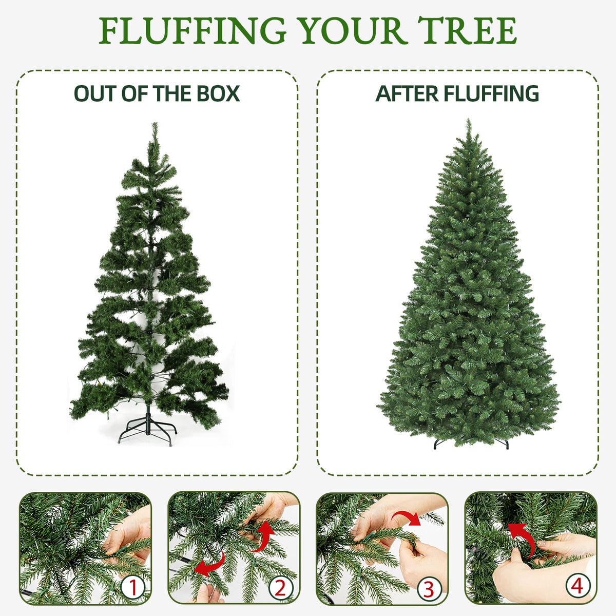 6 Ft Pre-Lit Artificial Christmas Tree with 250 Dual-Color LED Lights & 10 Lighting Modes