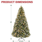 Vivatrees 6FT 7.5FT Prelit Christmas Tree, Artificial Christmas Tree with Hinged Branches, Warm White Lights, Metal Stand for Holiday Home Decoration