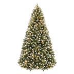 Vivatrees 6FT 7.5FT Prelit Christmas Tree, Artificial Christmas Tree with Hinged Branches, Warm White Lights, Metal Stand for Holiday Home Decoration