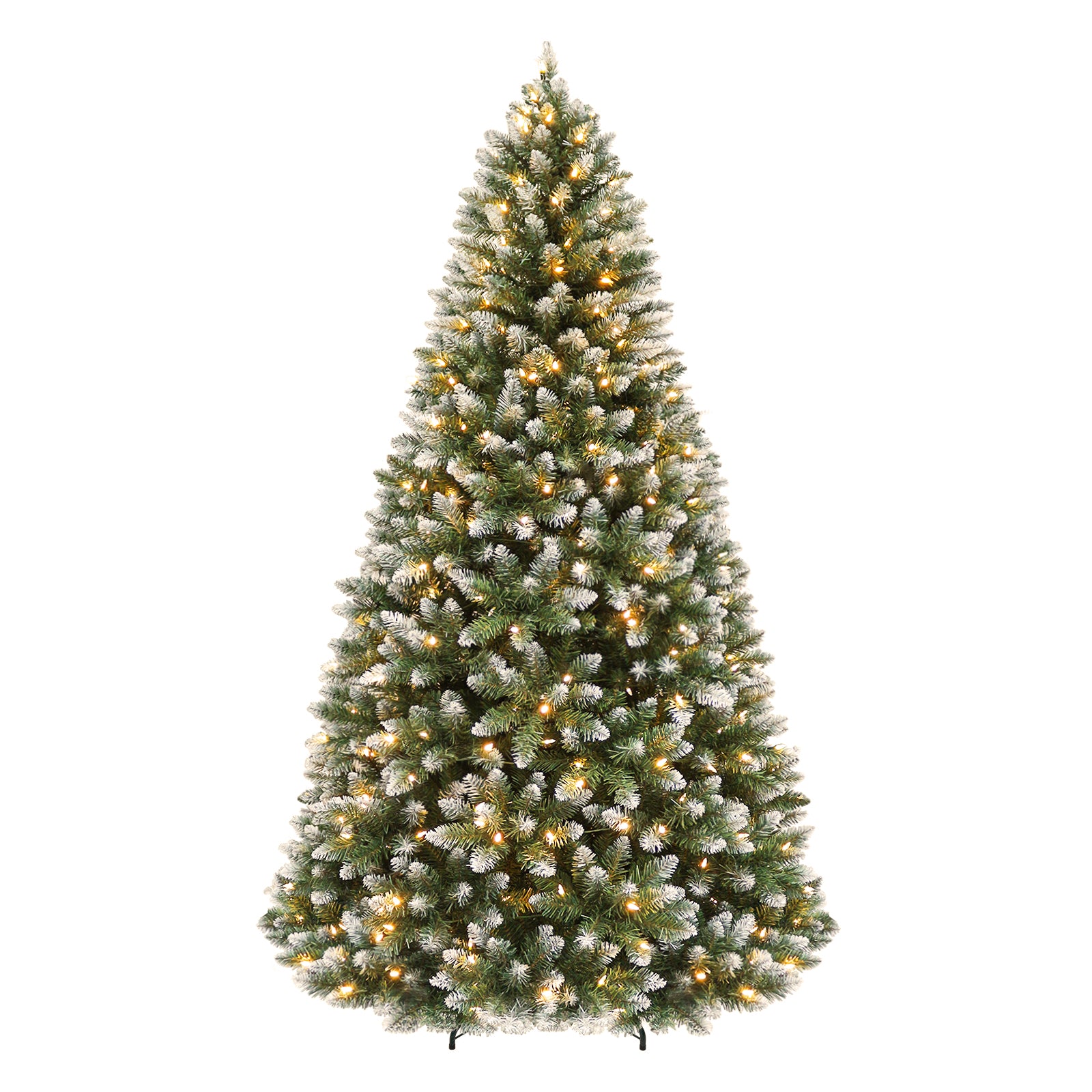 Vivatrees 6FT 7.5FT Prelit Christmas Tree, Artificial Christmas Tree with Hinged Branches, Warm White Lights, Metal Stand for Holiday Home Decoration