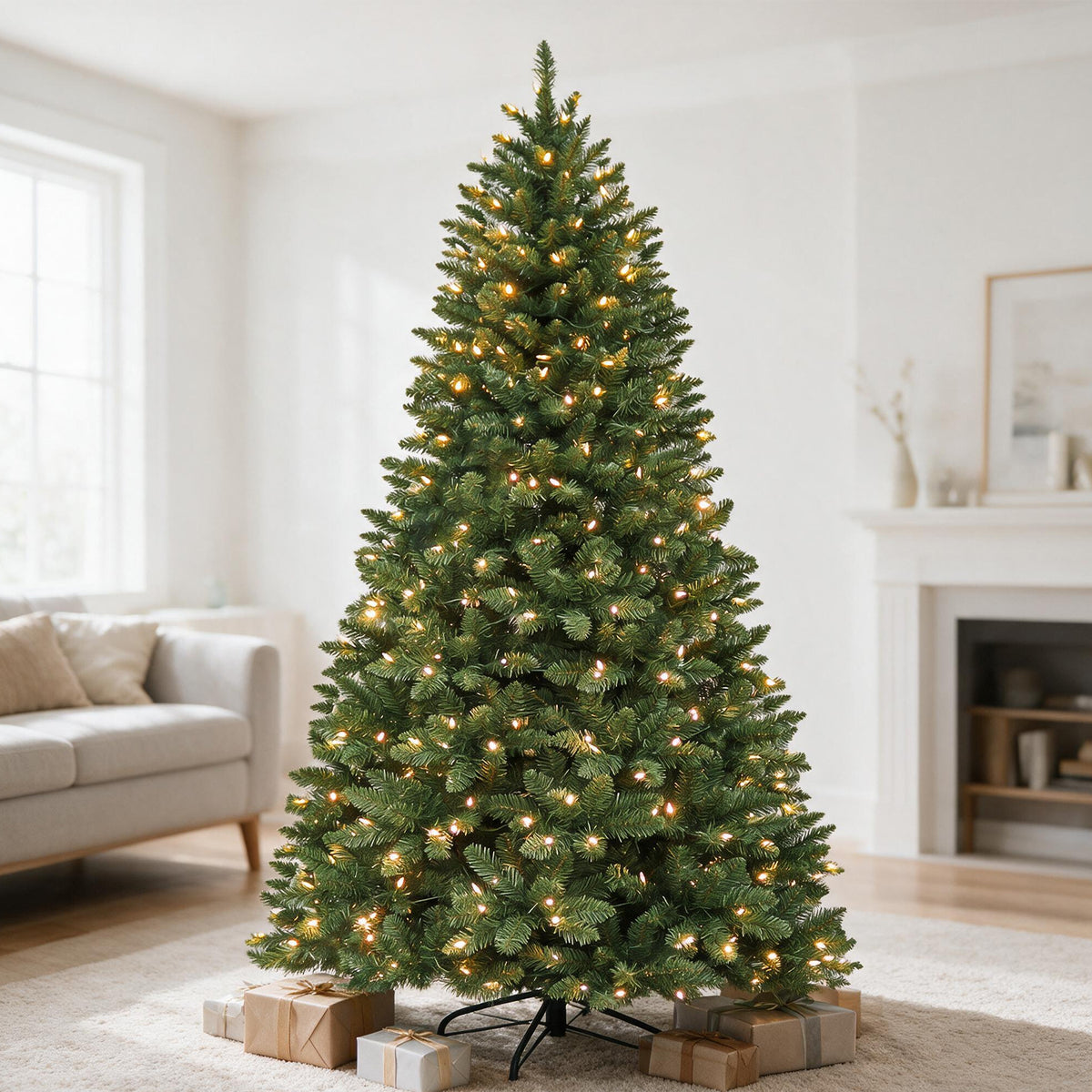 6 Ft Pre-Lit Artificial Christmas Tree with 250 Warm White LED Lights