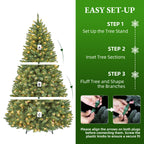 6 Ft Pre-Lit Artificial Christmas Tree with 250 Warm White LED Lights