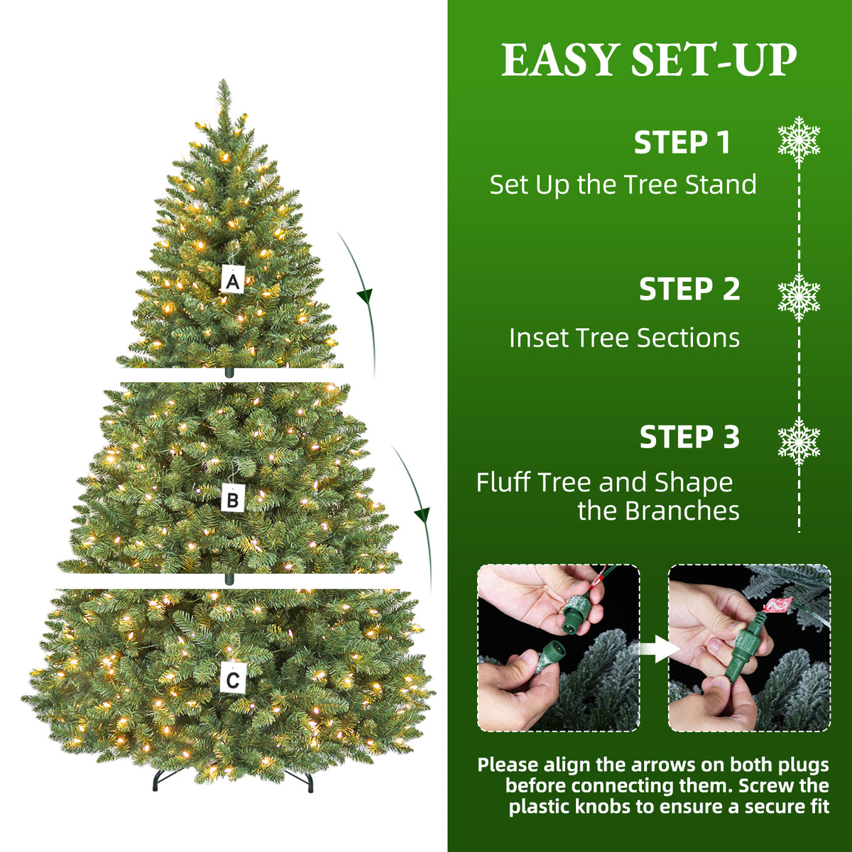 6 Ft Pre-Lit Artificial Christmas Tree with 250 Warm White LED Lights