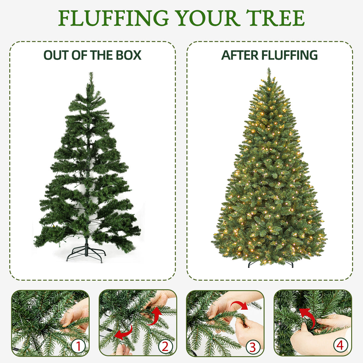 7.5 Ft Pre-Lit Artificial Christmas Tree with 450 Warm White LED Lights