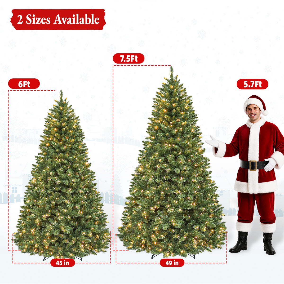 7.5 Ft Pre-Lit Artificial Christmas Tree with 450 Warm White LED Lights