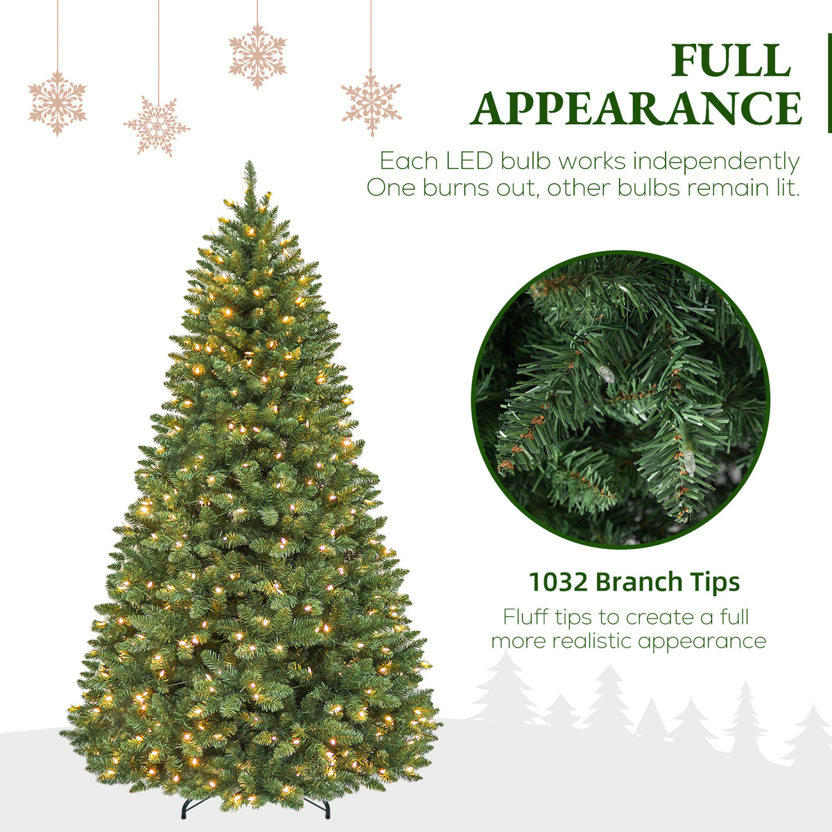 6 Ft Pre-Lit Artificial Christmas Tree with 250 Warm White LED Lights