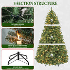 7.5 Ft Pre-Lit Artificial Christmas Tree with 450 Warm White LED Lights
