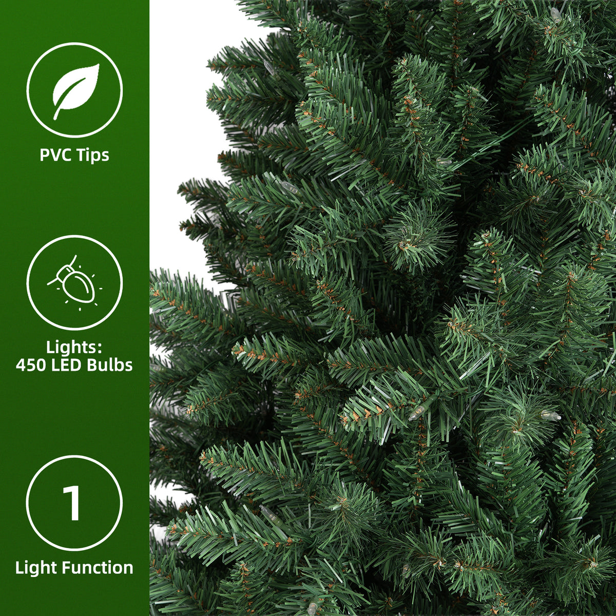 7.5 Ft Pre-Lit Artificial Christmas Tree with 450 Warm White LED Lights