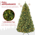 Vivatrees 6FT 7.5FT Prelit Artificial Christmas Tree, with 10 Modes, Metal Stand, Hinged Branches, Realistic Xmas Tree for Holiday Decor, Green