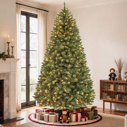 Vivatrees 6FT 7.5FT Prelit Artificial Christmas Tree, with 10 Modes, Metal Stand, Hinged Branches, Realistic Xmas Tree for Holiday Decor, Green