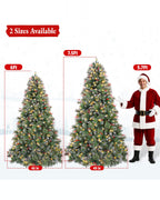 7.5' Frostberry Pine Pre-Lit Frosted Christmas Tree with Red Berries with 350 Warm White LED Lights