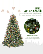 6' Frostberry Pine Pre-Lit Frosted Christmas Tree with Red Berries with 250 Warm White LED Lights