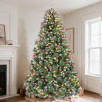 6' Frostberry Pine Pre-Lit Frosted Christmas Tree with Red Berries with 250 Warm White LED Lights