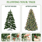 6' Frostberry Pine Pre-Lit Frosted Christmas Tree with Red Berries with 250 Warm White LED Lights