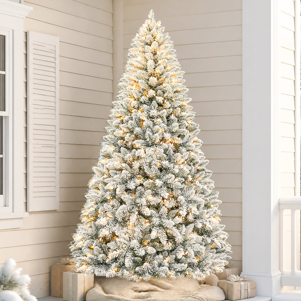 6 Ft Lightly Flocked Pre-Lit Artificial Christmas Tree with 250 Warm White LED Lights
