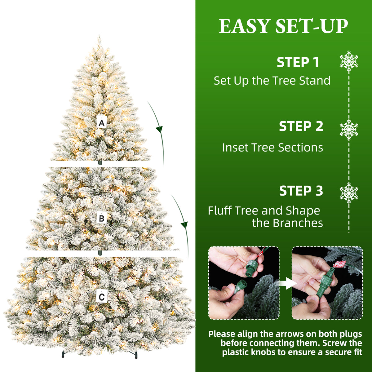 6 Ft Lightly Flocked Pre-Lit Artificial Christmas Tree with 250 Warm White LED Lights