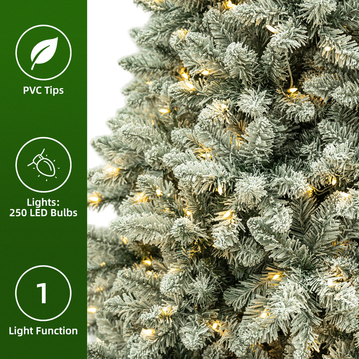 6 Ft Lightly Flocked Pre-Lit Artificial Christmas Tree with 250 Warm White LED Lights