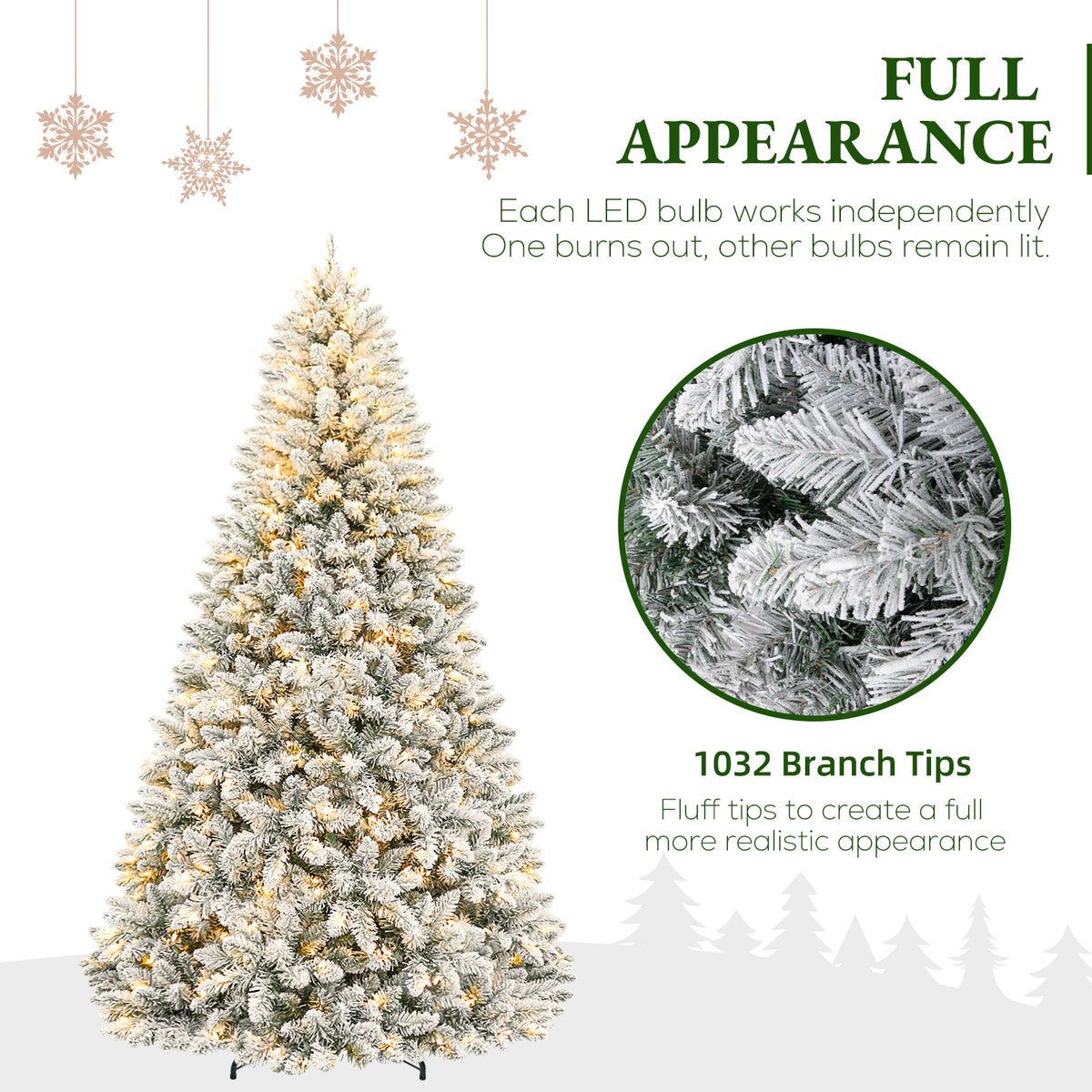 6 Ft Lightly Flocked Pre-Lit Artificial Christmas Tree with 250 Warm White LED Lights