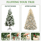 6 Ft Lightly Flocked Pre-Lit Artificial Christmas Tree with 250 Warm White LED Lights