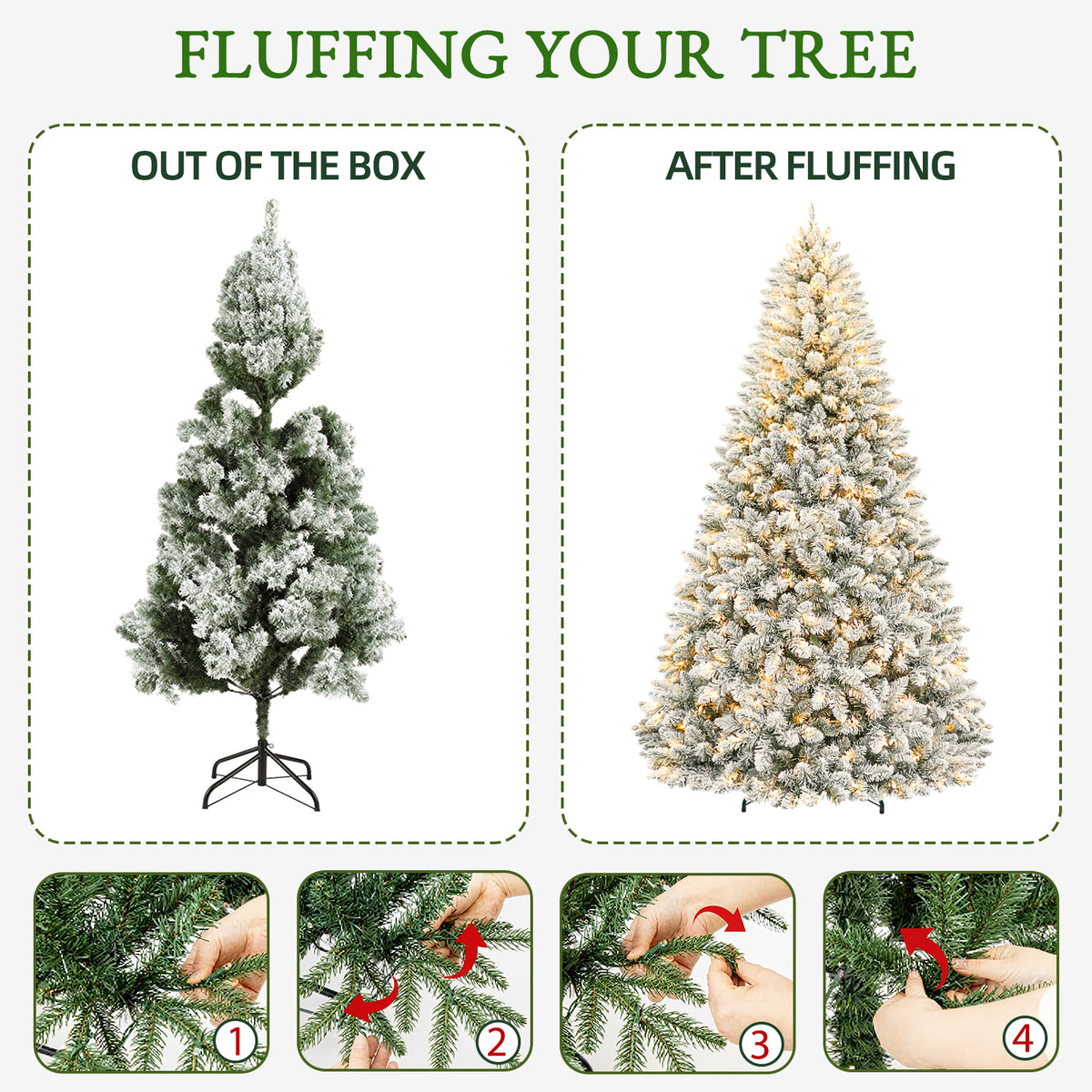 6 Ft Lightly Flocked Pre-Lit Artificial Christmas Tree with 250 Warm White LED Lights