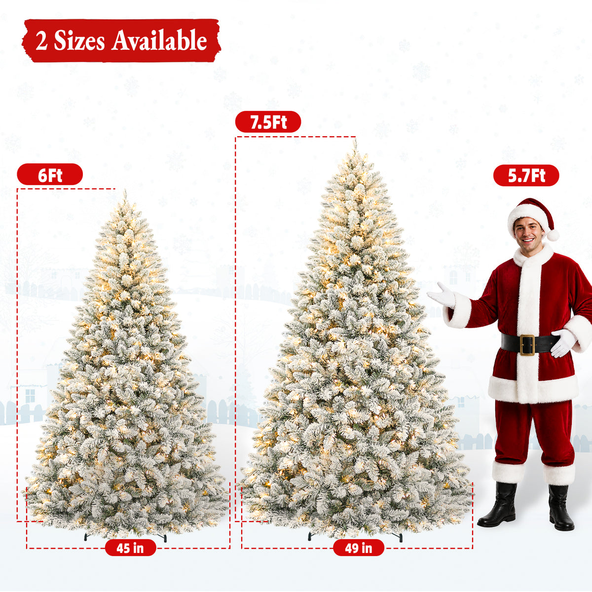 6 Ft Lightly Flocked Pre-Lit Artificial Christmas Tree with 250 Warm White LED Lights