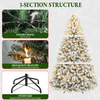 6 Ft Lightly Flocked Pre-Lit Artificial Christmas Tree with 250 Warm White LED Lights